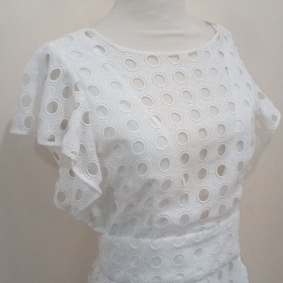 Anthropologie Antik Batik White Eyelet Flutter Sleeve Midi / Maxi Dress - 38 / S - Picture 5 of 14